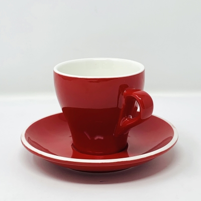 Set 6 tazzine caffè con piattino in porcellana - Leila rosso