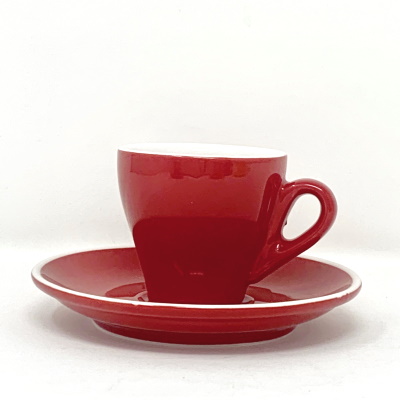 Set 6 Tazze da Caffè Rosse con Piattino ml 70