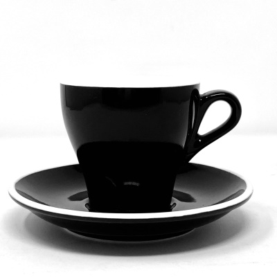 Set 6 Tazze da Caffè Nere con Piattino ml 70